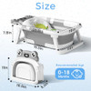 Baby Bathtub Collapsible Newborn Bathtub for Infant to Toddler 024 Months with Soft Cushion and ThermometerPortable Trav