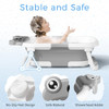 Baby Bathtub Collapsible Newborn Bathtub for Infant to Toddler 024 Months with Soft Cushion and ThermometerPortable Trav