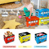 Kids Toy ChestCollapsible Storage Cubes Organizer with Handles Kids Toy Bin with Lids School Bus Pattern Toy Storage Org