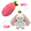 YOUBLEK Bunny Stuffed AnimalStrawberry Reversible Cuddle Bunny Plush Doll with Zipper Cute Soft Rabbit Toys Pillow for K