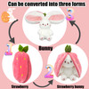 YOUBLEK Bunny Stuffed AnimalStrawberry Reversible Cuddle Bunny Plush Doll with Zipper Cute Soft Rabbit Toys Pillow for K