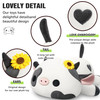 Onsoyours Cute Cow Plushie with Sunflower Headwear Soft Stuffed Milk Love Cow Squishy Plush Animal Toy Flower Cow Pillow