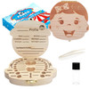 PAMBO Baby Tooth Box Keepsake for GirlsWooden Tooth Storage And Saver Box for Lost Teeth ChildrenNewborn Baby Birthday A