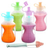 Silicone Reusable Baby Food Pouches with Straws 2 Pack Leakproof Refillable Squeeze Pouches Dishwasher Freezer Microwave