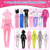 Barwa 10 Sets Doll Clothes Hooded Sports Suit Casual Outfits Tops and Pants Doll Pajamas for 115 inch Girls Dolls