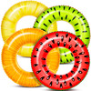 Sloosh 4 Pack Inflatable Pool Floats Fruit Tube Rings Fruit Swim Tubes Pool Floaties Toys Beach Swimming Party Toys for
