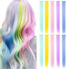 FAIRY COLOR 9 PCS Party Highlights Colorful Clip in Tinsel Hair Extensions?Synthetic Straight Long Hairpieces (Rainbow Color)