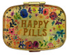 Happy Pills Pill Organizer Cute Metal Pill Case Travel Friendly Portable Compact Pill Box Pill Container to Hold Tylenol/Vitamins/Fish Oil/Supplement