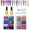 Kalolary 20 Color Starry Sky Stars Nail Art Foil with Nail Glue, Holographic Nail Art Transfer Stickers DIY Decoration, for Nail Art Salon or Home Us