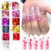 3D Heart Nail Art Stickers Glitter Decals Love Nail Sequins Laser Heart Nail Supplies Sparkle Nail Flakes Mixed Size Colorful Shiny Design for Acryli