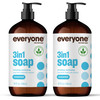 Everyone 3in1 Soap Body Wash Bubble Bath Shampoo 32 Ounce Pack of 2 Unscented made for Men and Women