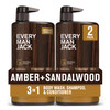 Every Man Jack Amber Sandalwood Hydrating Mens 3in1 All Over Wash for All Skin and Hair Types Body Wash Shampoo and Cond