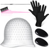Hair Coloring Highlighting Set Silicone Highlight Cap and Hook 2 Pcs Black Hair Dye Gloves Dye Brush Ear Covers Reusable