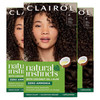 Clairol Natural Instincts DemiPermanent Hair Dye 4 Dark Brown Hair Color Pack of 3