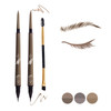 Music Flower 3 Pcs Eyebrow Pencil Set with 2 Dual Ended Waterproof Long Lasting Liquid Eyebrow Pen and with 1 Eyebrow Br