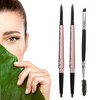 2 Pack Eyebrow Pencil Waterproof Eyebrow Makeup with Dual Ends Professional Brow Enhancing Kit with Eyebrow Brush Dark B