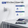 DESOFICON for Apple USB C to USB C Charger Cable, 3 Pack MFi Certified 6FT 60W iPhone 17 16 15 USB C Charging Cable Braided Cord for iPhone 17 16 15