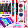 JimGloria Dustless Hair Chalk for Girls Washable with Clip in Hair Extensions Brushes and Glitters Temporary Color Dye G