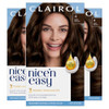 Clairol Nicen Easy Permanent Hair Dye 4 Dark Brown Hair Color Pack of 3