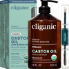 Cliganic Organic Castor Oil 100 Pure 16oz with Eyelash Kit For Eyelashes Eyebrows Hair Skin Bulk Natural Cold Pressed Un