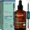 Cliganic Organic Castor Oil 100 Pure 2oz Glass Bottle with Eyelash Kit For Eyelashes Eyebrows Hair Skin Packaging May Va