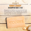 Woodys Mens 2in1 Hair Body Shampoo Bar Rich Thick Lather Formula Conditions Nourishes Moisturizes for All Skin Types 8 O