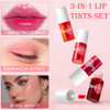 Lip Tint Korean Stain Set, 4 Colors Tinta Para Labios Waterproof Long Lasting Plumping Lip & Cheek Tint Moisturizing Non-sticky Easy Apply Mini Water