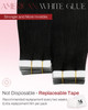 Moresoo Black Tape in Hair Extensions Human Hair 18 inch Remy Invisible Human Hair Tape in Extensions Skin Weft Glue in