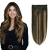 GEELOOK Clip in Hair Extensions Real Human Hair 20 Inch Natural Black mixed Chestnut Brown 1b61b Double Weft 100 Remy Hu