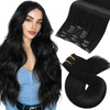 Moresoo Black Clip in Hair Extensions Straight Remy Double Weft Human Hair Clip in Extensions Straight Hair Extensions f