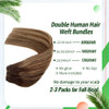 Remy Sew in Human Hair Extensions Brown to Blonde Highlights Weft Hair Extensions Balayage Colored 24 inch Hair Double W