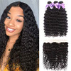 Miss GAGA Brazilian 3 Bundles with Frontal Deep Wave Hair Bundles with 13x4 Free Part Frontal Ear to Ear Unprocessed Vir