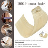 Honsoo Clip in Hair Extensions Real Human Hair Platinum Blonde 14Inch 120g 7pcs Hair Extensions Clip in Real Human Hair