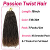 Dorsanee Ombre Brown Passion Twist Hair 18 Inch 7 Packs Water Wave Crochet Hair Long Bohemian Curly Braiding Hair for Bu
