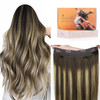 DOORES Wire Hair Extensions 16 Inch 95g Remy Human Wire Hair Extensions Invisible Transparent Line Adjustable Hairpieces