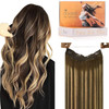 DOORES Wire Hair Extensions 12 Inch 70g Remy Human Wire Hair Extensions Invisible Transparent Line Adjustable Hairpieces