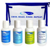 TRISWIM Shot Set in Travel Bag 2oz Travel Size Chlorine Removal Shampoo Swimmers Conditioner Swim Body Wash and Lotion R