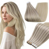 Full Shine Tape in Hair Extensions Human Hair 12Inch Color 18 Ash Blonde Fading to 22 and 60 Platinum Blonde Human Hair