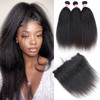 Odir Kinky Straight Bundles with 13x4 Frontal Brazilian Human Hair 20 22 2418 Inch Unprocessed 9A Yaki Straight Virgin H