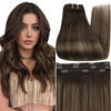 Full Shine Dark Brown Balayage Clip in Extensions Real Human Hair 3 Pcs 60g Light Weight Clip in Hair Extensions Brown B