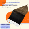 Full Shine Tape in Hair Extensions Human Hair Color 1B Off Black Fading to 6 Brown and 27 Honey Blonde Balayage 12 Inch