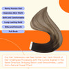 Full Shine Tape in Hair Extensions 22 Inch Color 2 Dark Rooted Ombre to 6 Brown Highlight 18 Blonde Seamless Skin Weft R