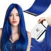 RUNATURE Tape in Hair Extensions Human Hair Blue Tape in Extensions 12 Inch Blue Hair Extensions Real Human Hair Seamles