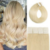 Hair Extensions Tape 50g 20pcs 16 Inch Bleach Blonde Soft Tape in Human Hair Extensions Real Human Hair Remy Hair Extens