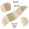 Hair Extensions Tape 50g 20pcs 16 Inch Bleach Blonde Soft Tape in Human Hair Extensions Real Human Hair Remy Hair Extens