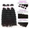 Brazilian Deep Wave Virgin Human Hair Bundles with Closure Natural Black Can Be Dyed and Bleached12 14 1610