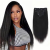 SixStarHair Yaki Straight Clip In Hair Extensions Real Human Hair 14inch Coarese Yaki Hair Extensions with Clips 120g 7
