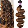 UNice Ombre Brown Highlight Body Wave Human Hair Weave 1 bundle 12 inch Brazilian Remy Hair Dark Root Blonde Human Hair