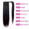 seelaak Long Straight Remy Human Hair Ponytail Extension Wrap Around Ponytail Hair Piece with Clips Magic Paste Binding