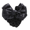 Black Rose Bowknot Hair Snood with Clip Flower Hairnet Barrette Professional Female Hair Clip Bun Cover for Bank Hotel Restaurant Airline Staff online at globaldelivered